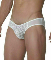 SexyMenUnderwear.com Romantic By Hidden Mesh Briefs Bikini C-throught Underwear White 956 2