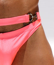 SexyMenUnderwear.com "RUFSKIN!" Swimwear BOXOL Swim-Briefs Shiny Stretchy-Nylon Neon Coral 48