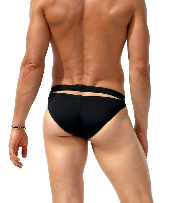 SexyMenUnderwear.com "RUFSKIN!" Swimwear BOXOL Swim-Briefs Shiny Stretchy-Nylon Shiny Black 47