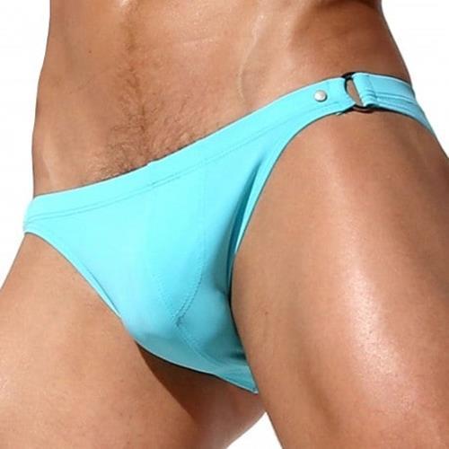 SexyMenUnderwear.com RUFSKIN! Swimwear CARVER Swim Bikini Briefs Stretch Nylon Sky Blue OR Green 38