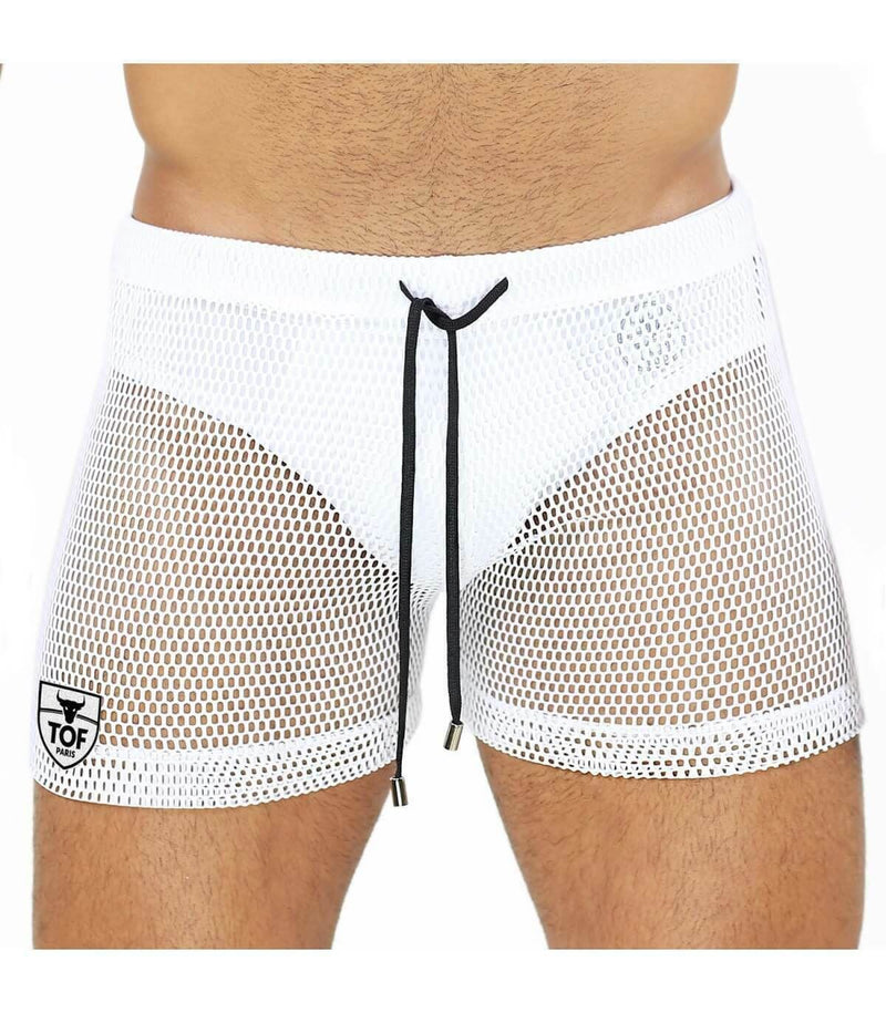 SexyMenUnderwear.com See-through Swim-Shorts "TOF PARIS" IBIZA Swimwear Guaranteed Effect White T4