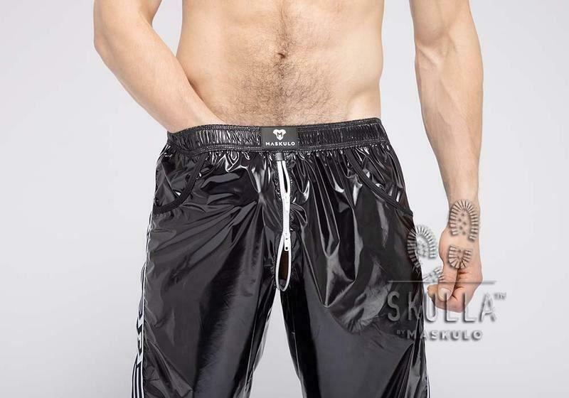 SexyMenUnderwear.com Shiny Nylon Pants MASKULO ''Skulla'' Socker Lightweight Pant PN072-80 White MA2