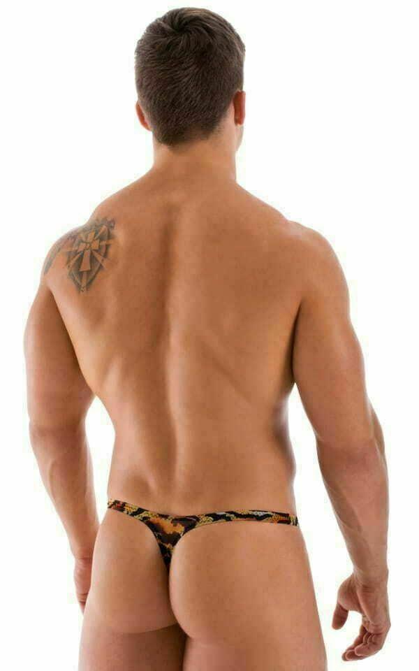 SexyMenUnderwear.com S SMALL 'SKINZ' Swim-Thong Stuffit Pouch Swimwear Low Front Tangas Tiger 4503 1