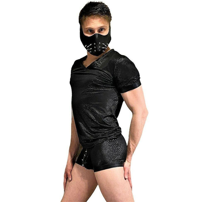 SexyMenUnderwear.com SMU Sexy Men  Leather Punk mask plus Gregg Homme T shirt  Boxer Kit Medium