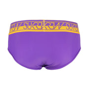 SexyMenUnderwear.com SUKREW Bloc Brief Large Contoured Pouch Extra Stretch Silky Purple/Mustard