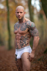 SexyMenUnderwear.com Sukrew Brief MONMOUTH APEX Briefs Silver Waistband Silk White Fabric 18