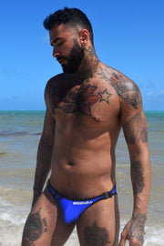 SexyMenUnderwear.com Swimwear BREEDWELL Scandal Mankini Sexy Swim-Brief Two Metal Side Buckles Blue