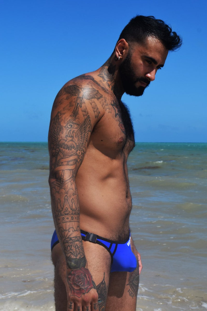 Maillots de bain BREEDWELL Scandal Mankini Maillot de bain sexy avec deux boucles latérales en métal Bleu 10