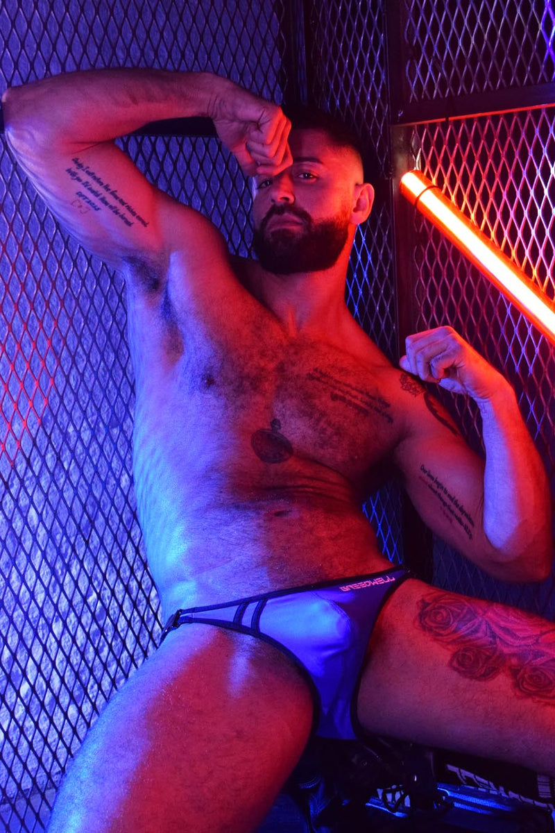 SexyMenUnderwear.com Swimwear BREEDWELL Scandal Mankini Sexy Swim-Brief Two Metal Side Buckles Blue