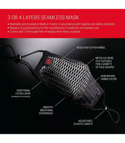 SexyMenUnderwear.com One Size TOF PARIS 3D WASHABLE SILVER MASK Washable & Reusable & Adjustable SILVER