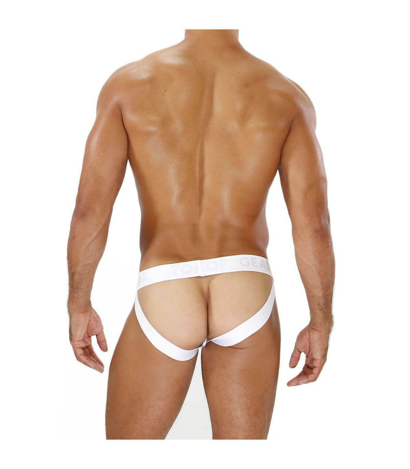 SexyMenUnderwear.com TOF PARIS Alpha Jock Sexy Cut Mens Jockstrap Soft Cotton Jersey Pink & White 12