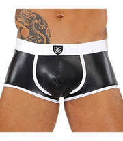 SexyMenUnderwear.com TOF PARIS Boxer FETISH Leatherette MicroFibre Boxers Leather-Look BK&Whit 11