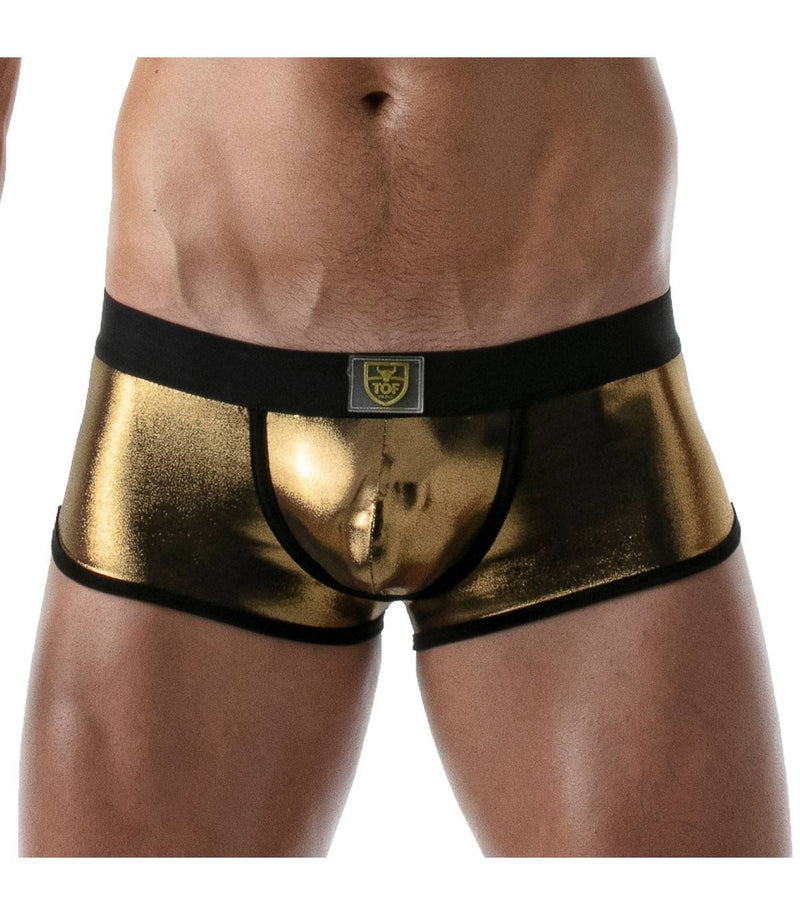 SexyMenUnderwear.com TOF PARIS Boxer Trunks Metal Collection Stretch Microfiber Gold 53