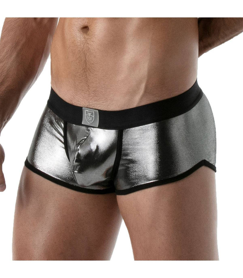SexyMenUnderwear.com TOF PARIS Boxer Trunks Metal Collection Stretch Microfiber Silver 53