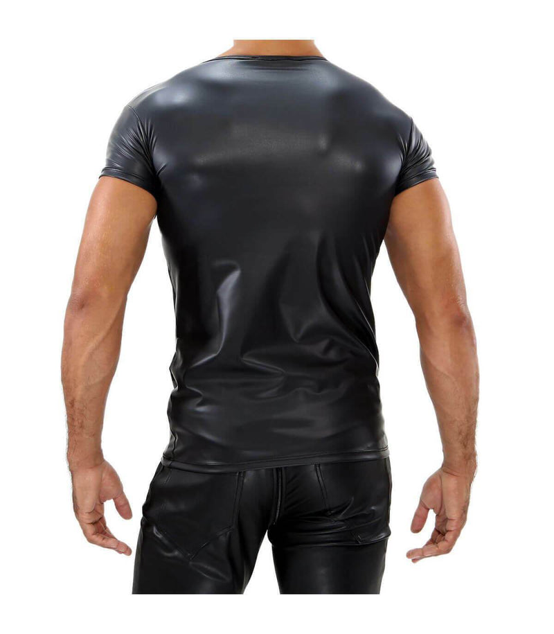 SexyMenUnderwear.com ''TOF PARIS'' Deri T-Shirt Pleasant-To-Touch Fetish borrows Shirts Slim Fit 20