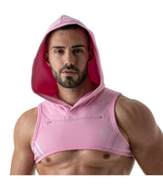 SexyMenUnderwear.com TOF PARIS Hoodie Harness Crop Top Very Soft Deep Zip Pocket Jersey Shirt Pink 51