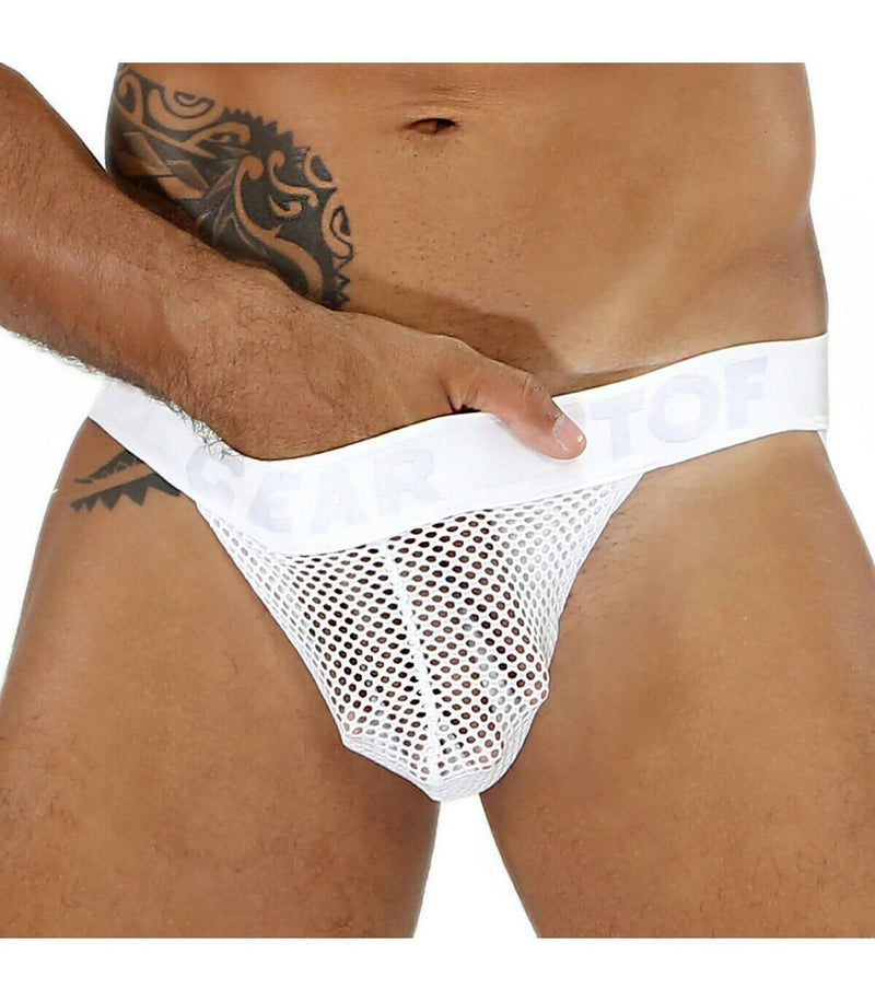 SexyMenUnderwear.com TOF PARIS JOCK BULGE MESH Jockstraps Lined Enhancing Pouch White 13