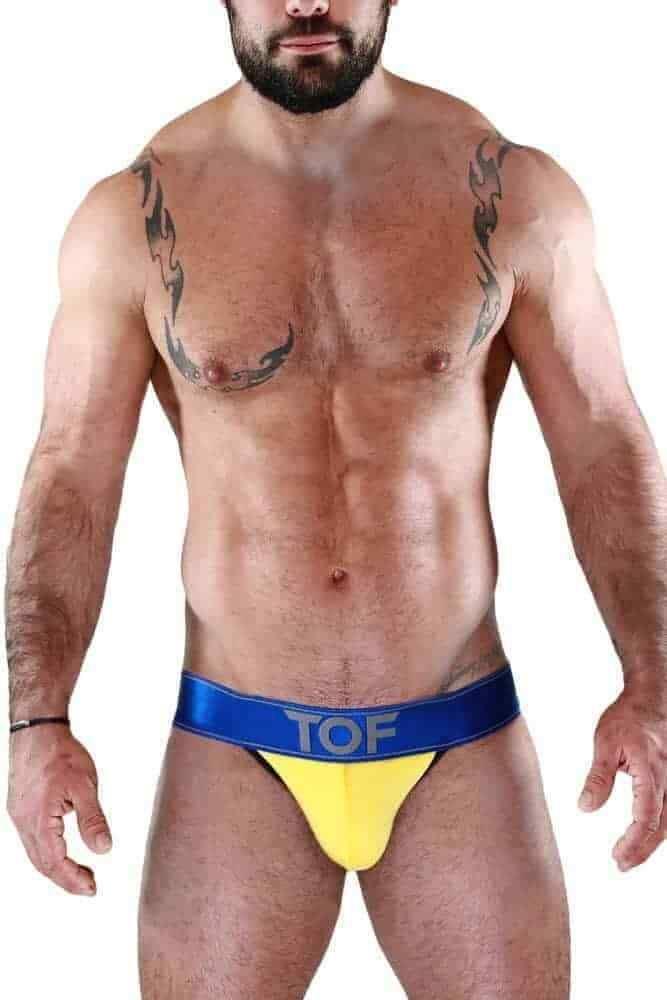 SexyMenUnderwear.com TOF PARIS JockStrap CARTER Sexy Cut Mens Jock Micro Modal Breathable Yel-Blu 9