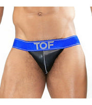 SexyMenUnderwear.com TOF PARIS Jockstrap Fetish Style Men's Jock Reflective Band Black & Blue 8