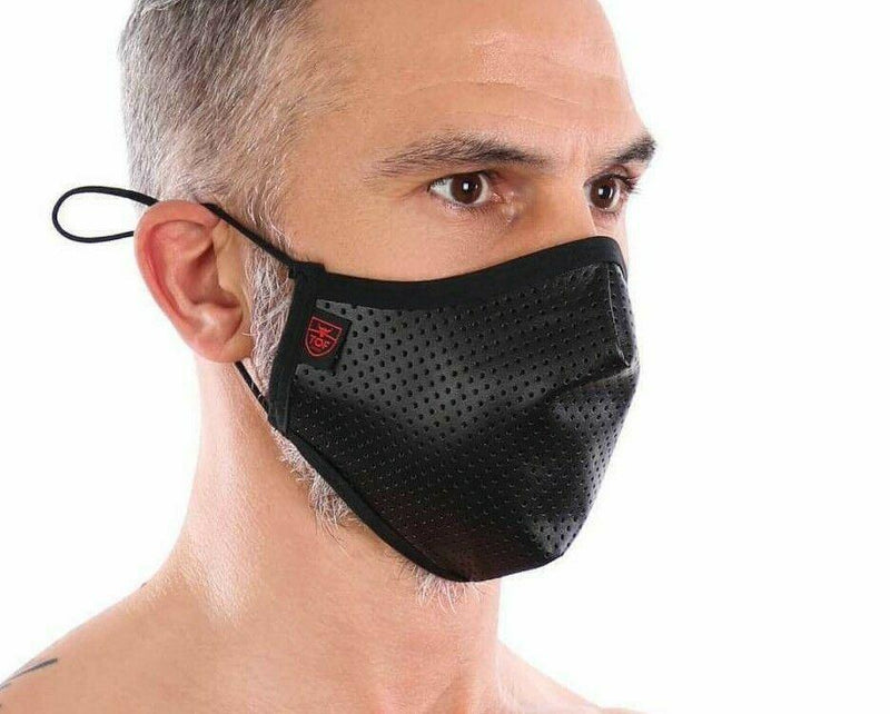 SexyMenUnderwear.com One Size TOF PARIS MASQUE FETISH SEAMLES MASK Stylish Breathable Imitation Leather Black