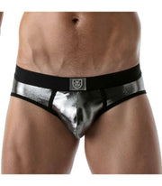 SexyMenUnderwear.com TOF PARIS Metal Brief Metallic Breathable Silver Briefs 55
