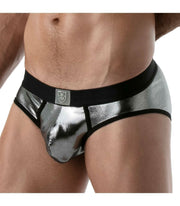 SexyMenUnderwear.com TOF PARIS Metal Brief Metallic Breathable Silver Briefs 55