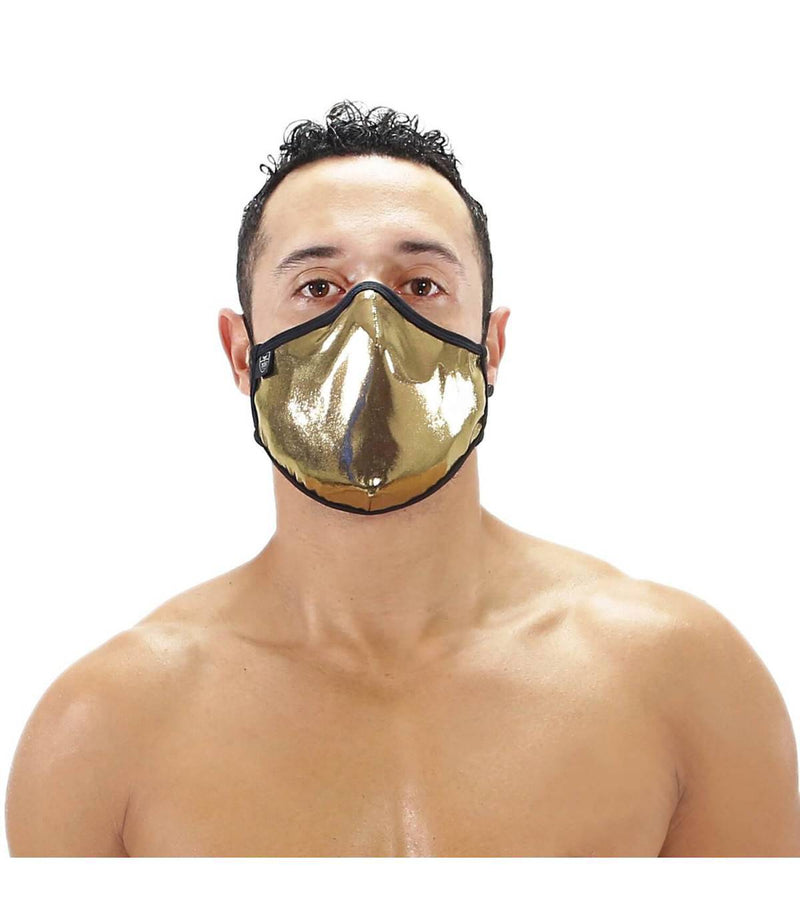 SexyMenUnderwear.com One Size TOF PARIS Metal Mask Golden in Laminated Jersey