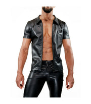 SexyMenUnderwear.com TOF PARIS SHIRT FETISH ZIPPED VEST LEATHER-LOOK JACKETS CHIC TIGHT FIT 25