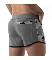 SexyMenUnderwear.com TOF PARIS Short Camo Gym Low-Waisted Sports Shorts Grey T8