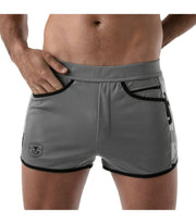 SexyMenUnderwear.com TOF PARIS Short Camo Gym Low-Waisted Sports Shorts Grey T8