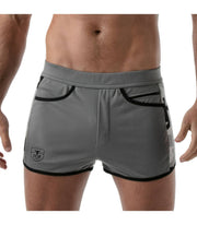 SexyMenUnderwear.com TOF PARIS Short Camo Gym Low-Waisted Sports Shorts Grey T8