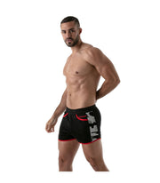 SexyMenUnderwear.com TOF PARIS Short Gym Camo Low-Waisted Sports Shorts Antibacterial Satin Black