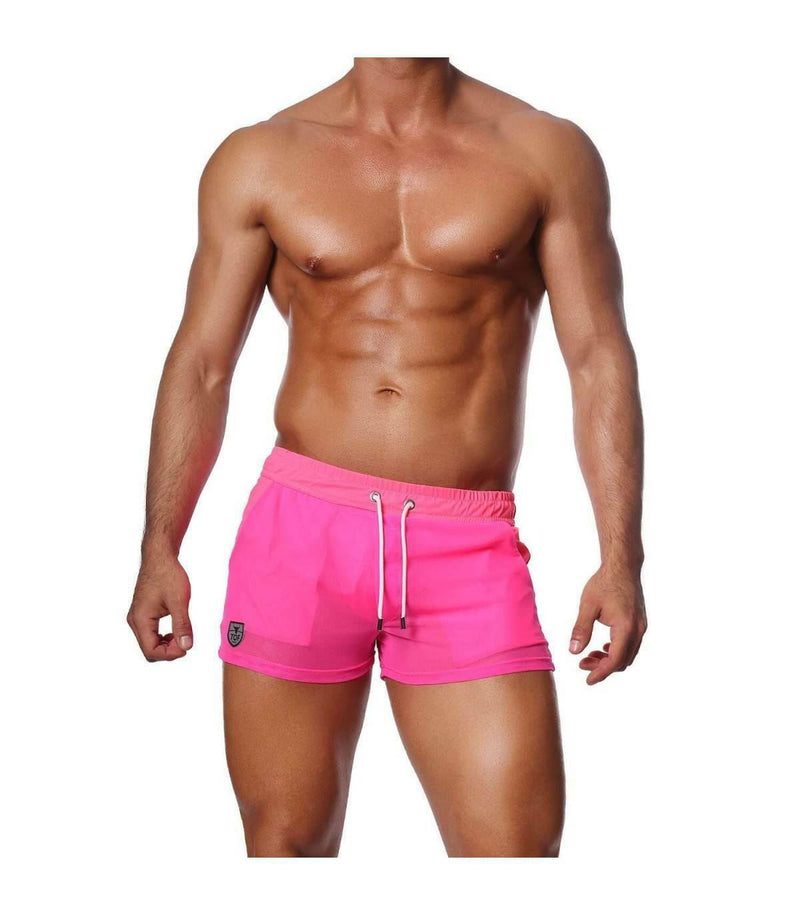 SexyMenUnderwear.com TOF PARIS Shorts Happy Sheer Sexy Fluorescent Short Neon Pink 52