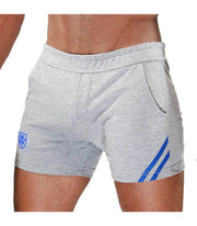 SexyMenUnderwear.com TOF PARIS Shorts Tight-Fit Mid-Lenght Sport Short Grey-Blue 42