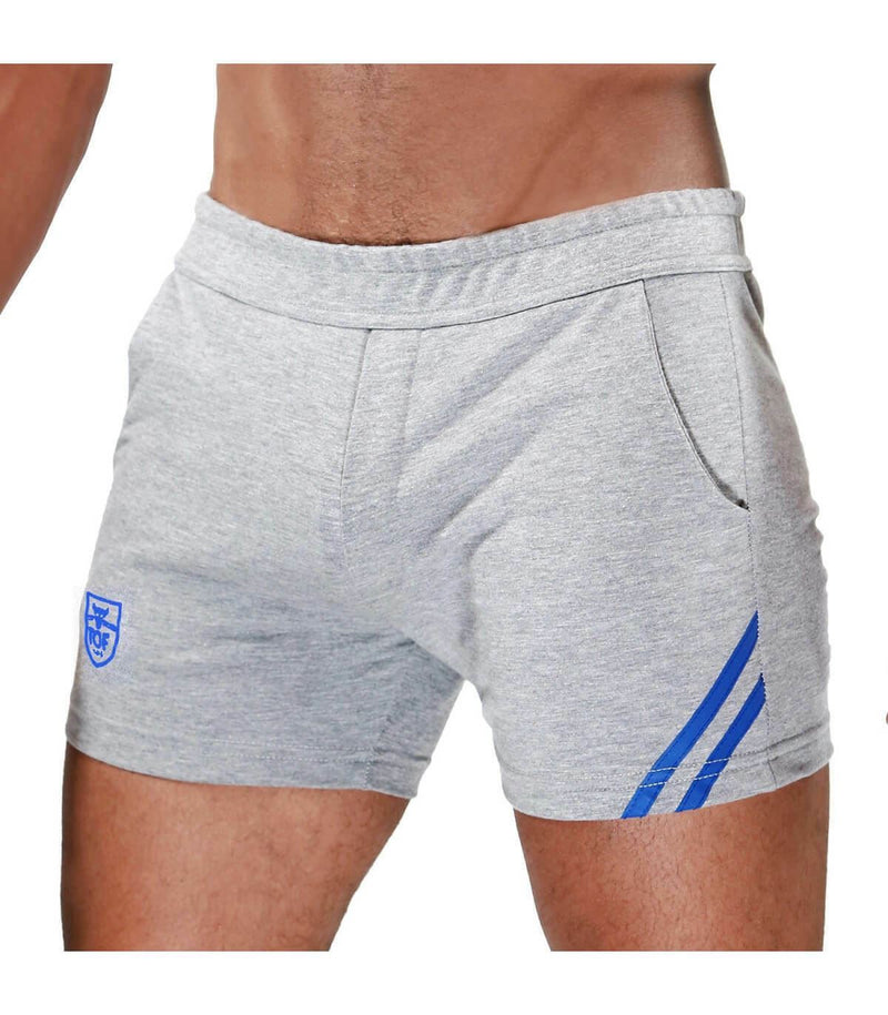 SexyMenUnderwear.com TOF PARIS Shorts Tight-Fit Mid-Lenght Sport Short Grey-Blue 42