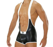 SexyMenUnderwear.com TOF PARIS Singlet BodySuit Fetish One Piece Wrestlers Outfits Leather Effect 2