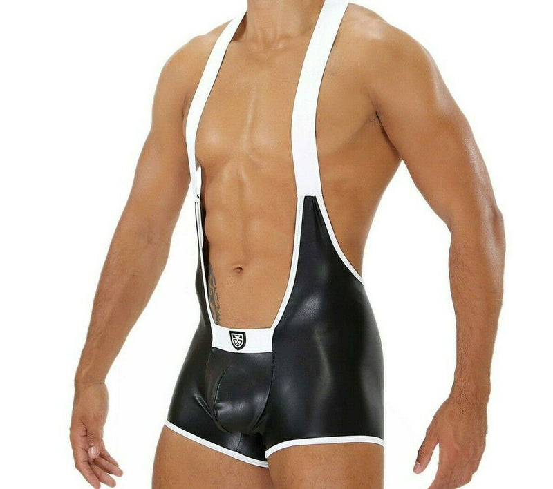 SexyMenUnderwear.com TOF PARIS Singlet BodySuit Fetish One Piece Wrestlers Outfits Leather Effect 2