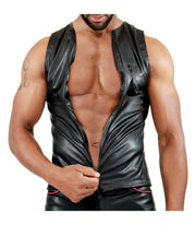 SexyMenUnderwear.com TOF PARIS TANKTOP FETISH ZIPPED TANK TOP QUALITY LEATHER LOOK CHIC FETISHIST T2