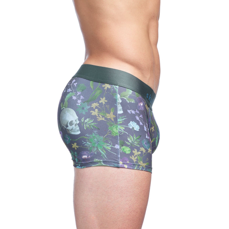 SKULL & BONES Boxer Trunk Hand-Painted Floral Dutch Green Luxurious Fabric
