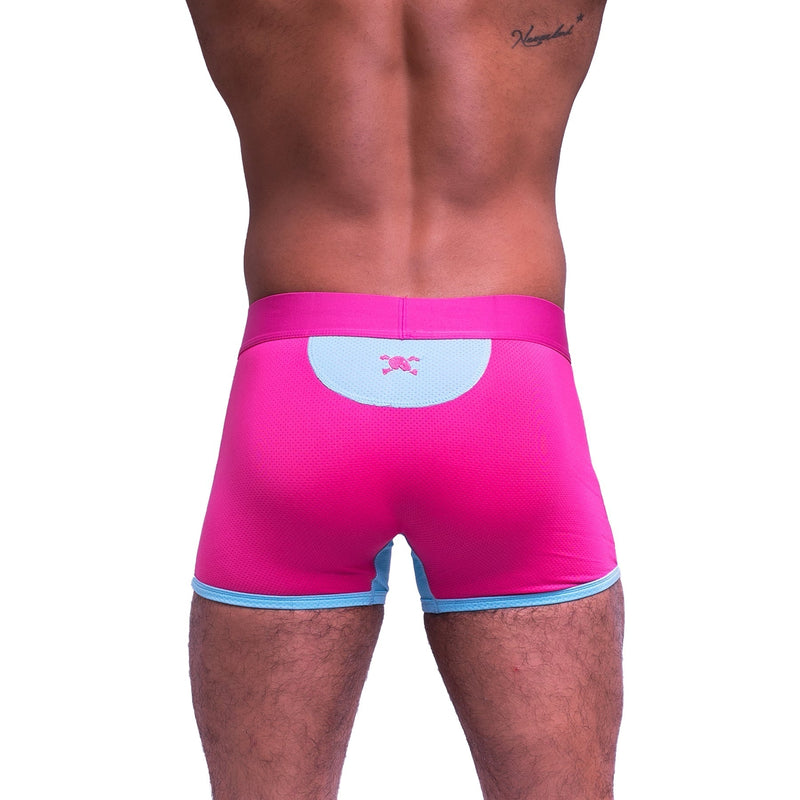 SKULL & BONES Boxer Trunk Sport Mesh Double Layer Fabric Gusset Neon Pink 12