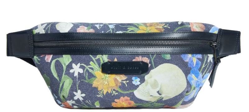 SKULL & BONES Men Hip Pack Dutch Floral Stylish Refined Leather Accessory