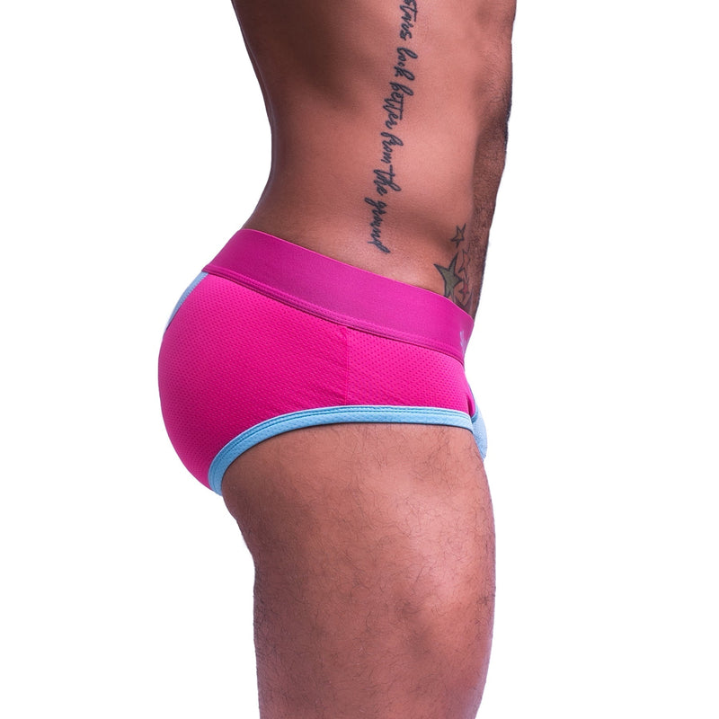 SKULL & BONES Mesh Sport Brief Double Fabric Layer Gusset Neon Pink 11