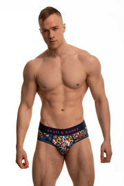 SKULL & BONES Mosaic Skulls Brief Splatter 2-Layer Gusset Contour Pouch 21