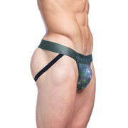 SKULL & BONES Stetchy Jockstrap Hand-Painted Dutch Floral Green Jock