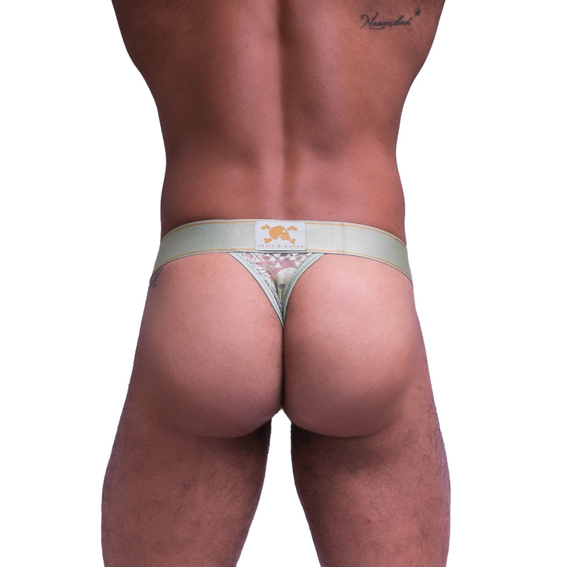 SKULL & BONES Thong Lace Luxurious Cotton Sheer Thongs Burnout Green 4