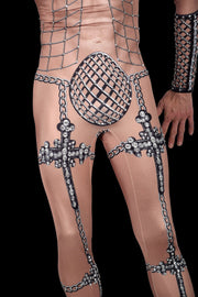 SMU Men Luxurious rhinestones stretchy body suit S/M 3104 2