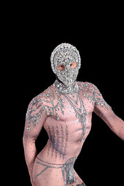 SMU Men Luxurious rhinestones stretchy body suit with hood S/M 3103 2