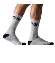 Sport Socks by TOF PARIS Cotton Cushioned Sol Mid Calf Sock Grey & Black 25