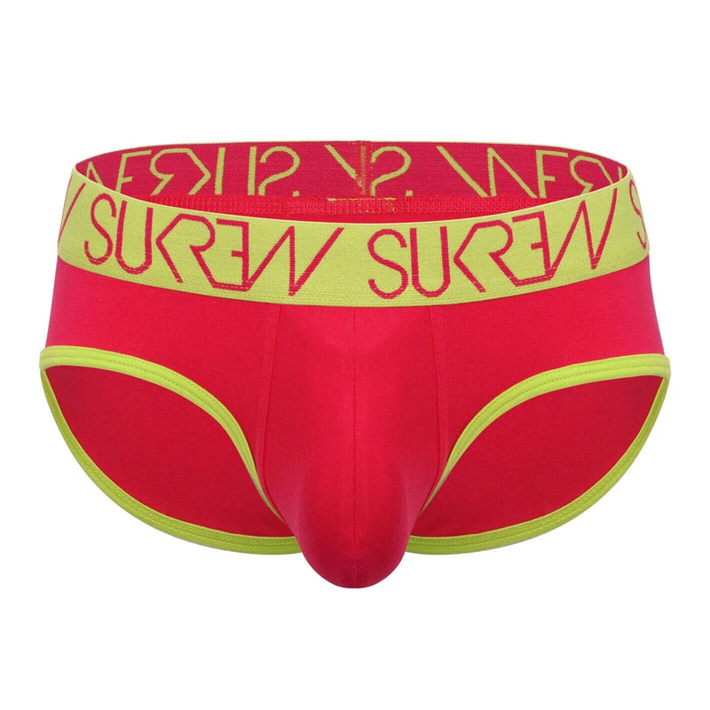 SUKREW Apex Brief Low-Rise Front With Rounded Cupping Pouch Red Raspberry 48