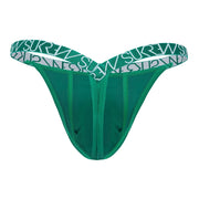 SUKREW Bubble Thong Extra Stretch Cupping Pouch Shiny Emerald Green 44
